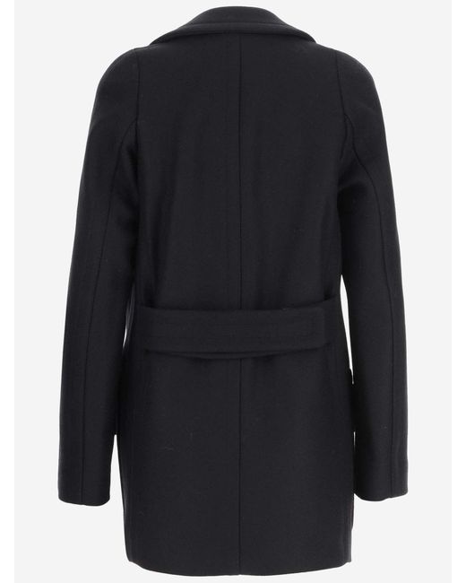 Dries Van Noten Black Wool Blend Double-Breasted Coat