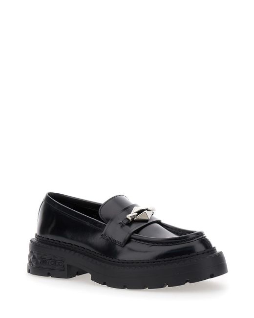 Jimmy Choo White Marlow Loafers With Diamond Shaped Detail