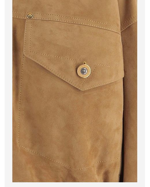 Versace Brown Suede Jacket Lambskin