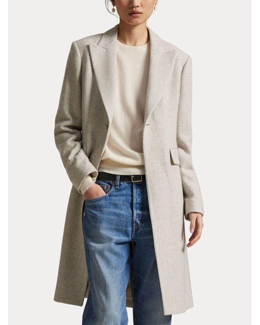 Ralph Lauren White Wool Coat With Logo