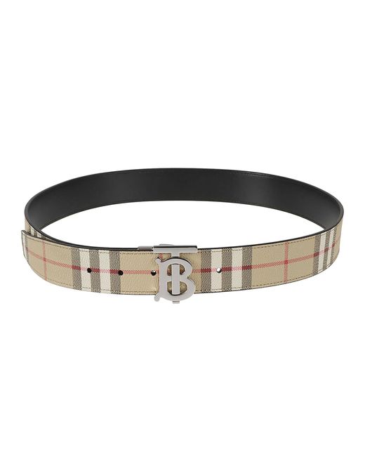 Burberry Black Tb Buckled Check Belt for men