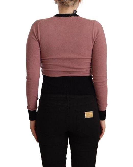 Dolce & Gabbana Pink Cashmere Crewneck Sartoria Pullover Sweater Clothing