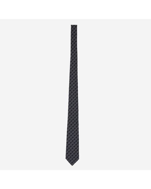 Gucci Black Tie Jacquard Silk Morsetto Print Ties & Bow for men
