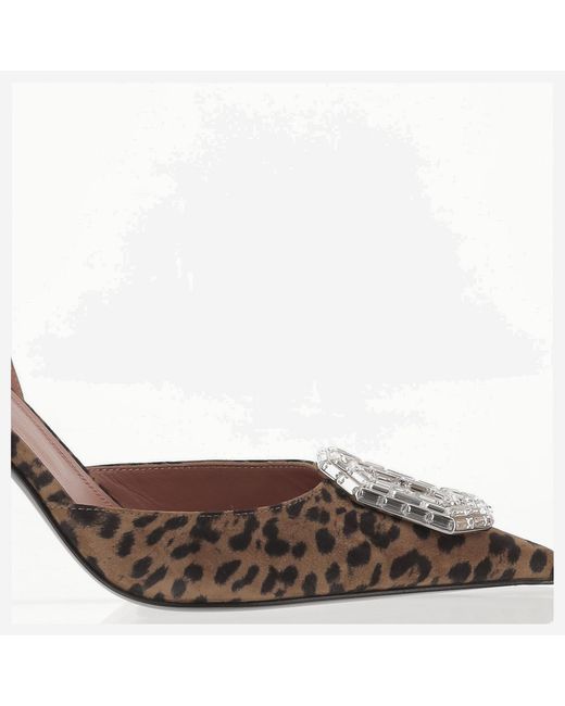 AMINA MUADDI Metallic Camelia Suede Slingback Shoe