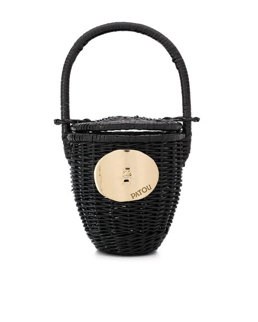 Patou Black Wicker Bucket Bag Lyst