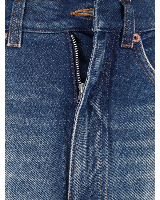 MM6 by Maison Martin Margiela Blue Fringed Wide Jeans