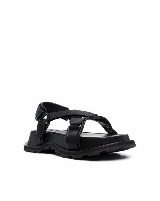 Jil Sander Black Velcro Strap Sandals for men