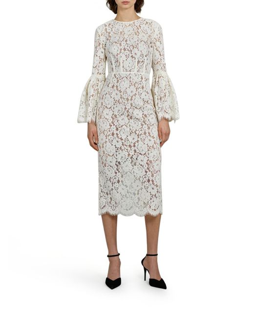 SelfPortrait White Organic Cotton Lace Midi Dress Save 1 Lyst