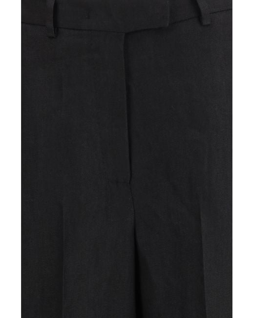 Lardini Black Straight-Leg Bermuda Shorts Twill With Pleats Viscose; Other Fibres