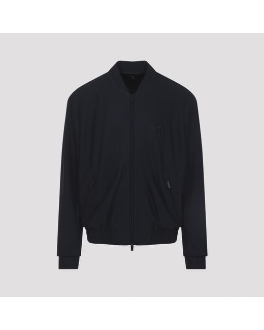 Giorgio Armani Black Blouson Jacket Polyamide Elastane for men