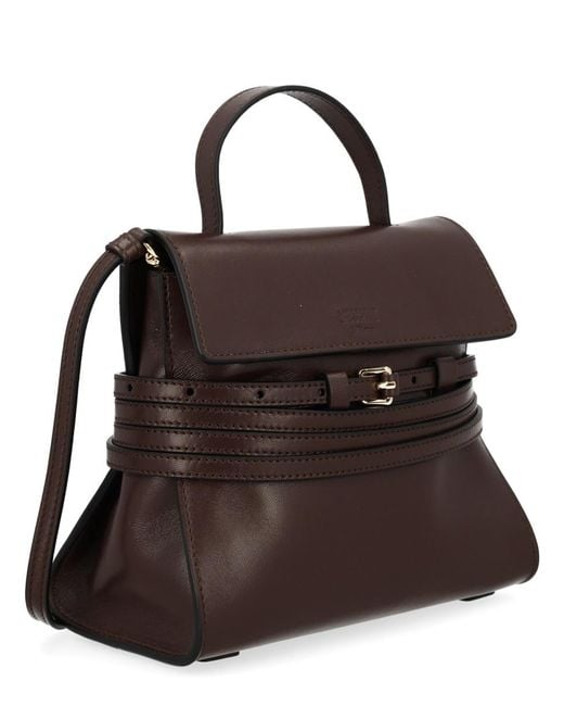 Moschino Brown Handbag Tie Me Leather Calf Handbags