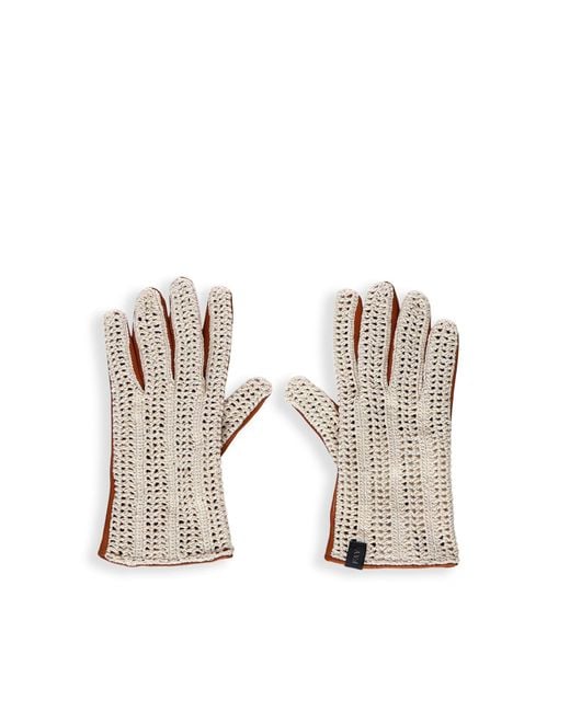 Fay White Leather Gloves for men