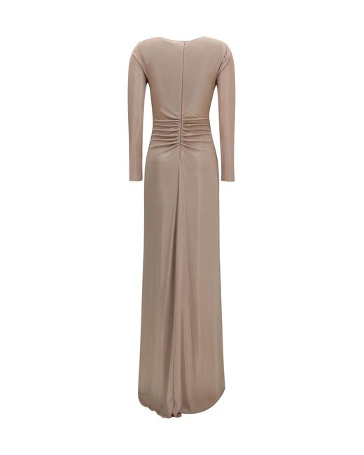 Nissa Brown Long Chiffon Dress Polyester