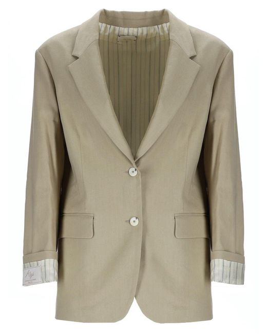Alysi Natural Linen Blend Blazer Viscose Jacket