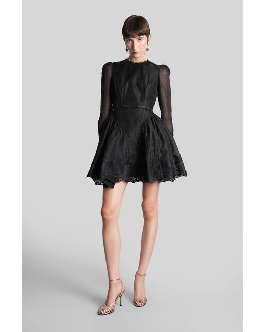 Zimmermann Black Dress With Lace Finish Hypnotic