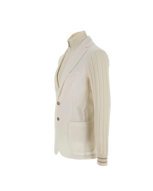 Eleventy White Bi-Material Jacket for men