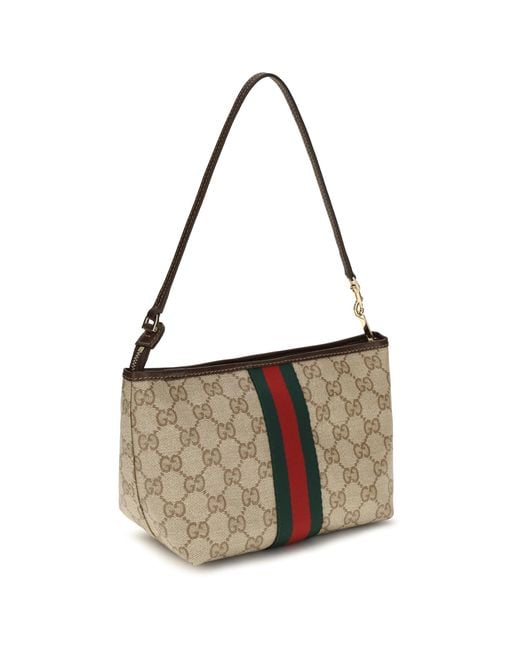 Gucci White Small Pouch With Strap And Web Cotton; Linen; Polyurethane Handbags