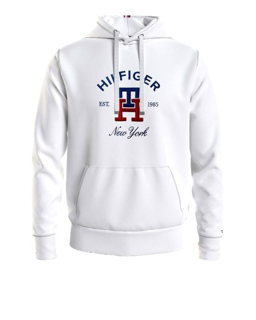 Tommy Hilfiger White Sweatshirt With Hood And Logo for Men | Lyst