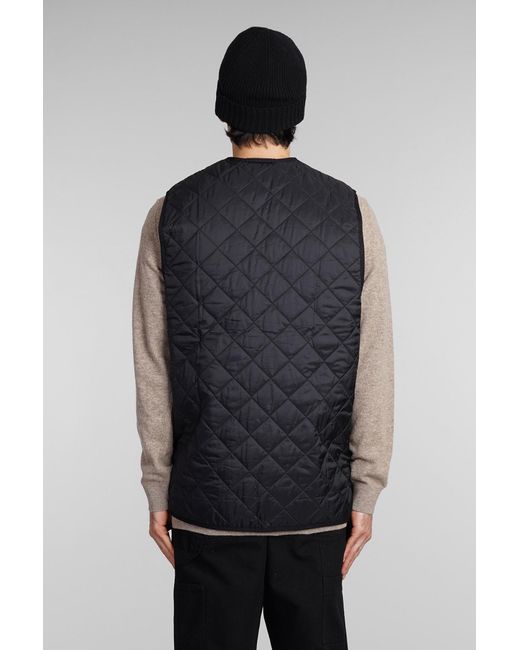 Barbour Gray Quilted Waistco Vest In Black Polyamide for men