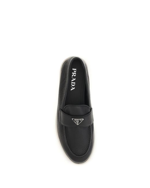 Prada Black Leather Loafers for men