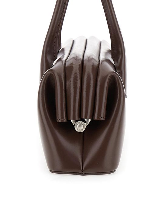 OSOI Brown Shoulder Bag Boat Wide With Round Handles And Lettering Logo On The Front