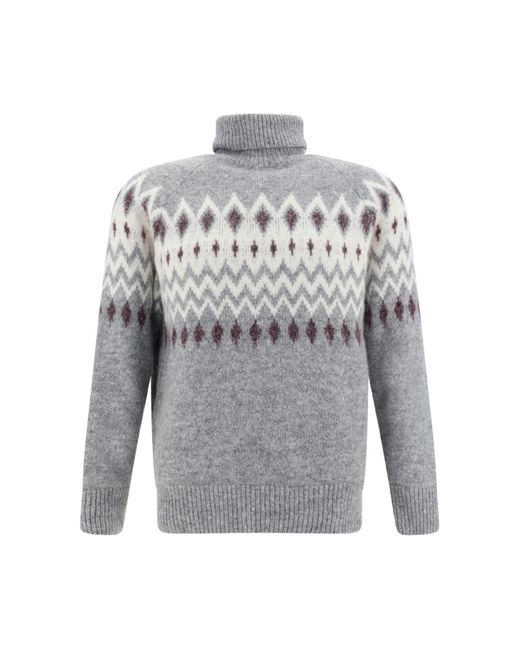 Brunello Cucinelli Gray Turtleneck Sweater for men
