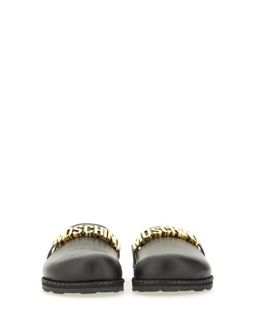 Moschino Green Leather Sabot Flats