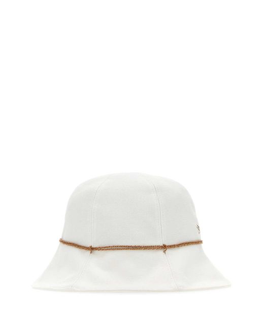 Helen Kaminski White Ivory Cotton Bucket Hat