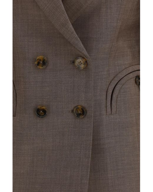 Blazé Milano Brown Aile Charmer Blazer Fleece Wool; Mohair Blazers & Vests