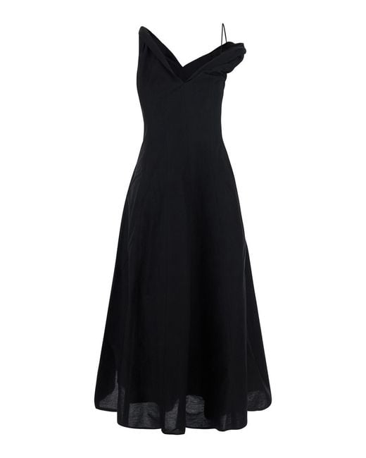 Rohe Black Dress With Asymmetric Straps Cotton
