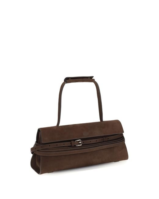 Moschino Brown Tie Me Medium Shoulder Bag Calf Leather Bos Taurus