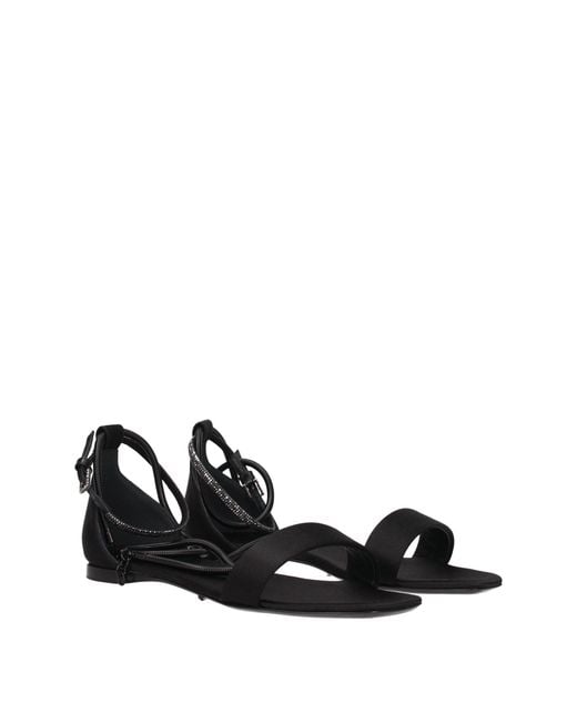 Max Mara Black Satin Flat Sandals