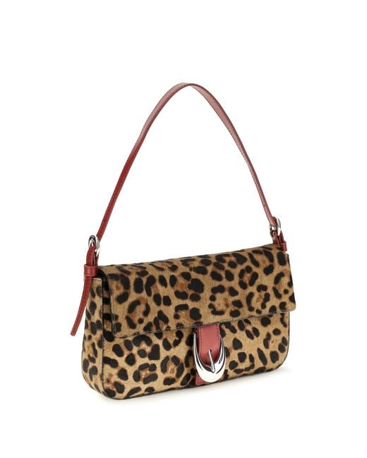 Staud Metallic Leopard Harlow Shoulder Bag Calf Leather Bos Taurus