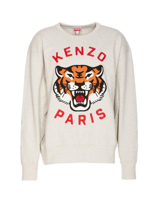 KENZO White Lucky Tiger Embroidered Oversize Sweatshirt for men