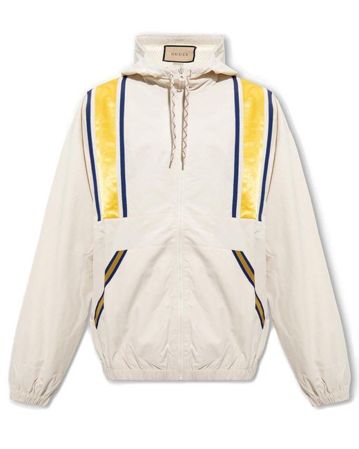 Gucci Natural Striped Detail Hooded Jacket for men
