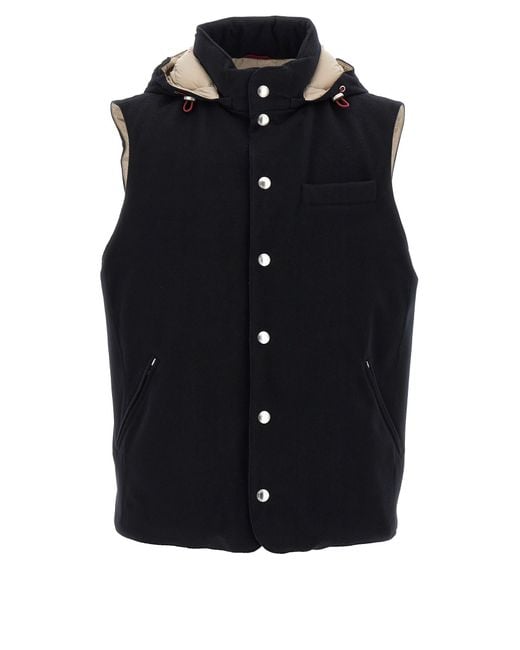 Brunello Cucinelli Blue Padded Wool Vest for men