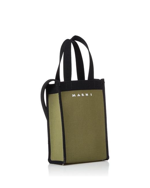 Marni Green Knit Logo Crossbody Mini Tote Handbag for men