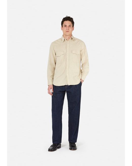Doppiaa White Aantide Western Chambray Shirt for men