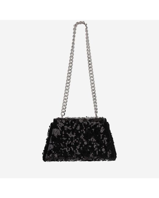 Self-Portrait Black Mini Sequin Bag With Bow Polyester Elastane Shoulder
