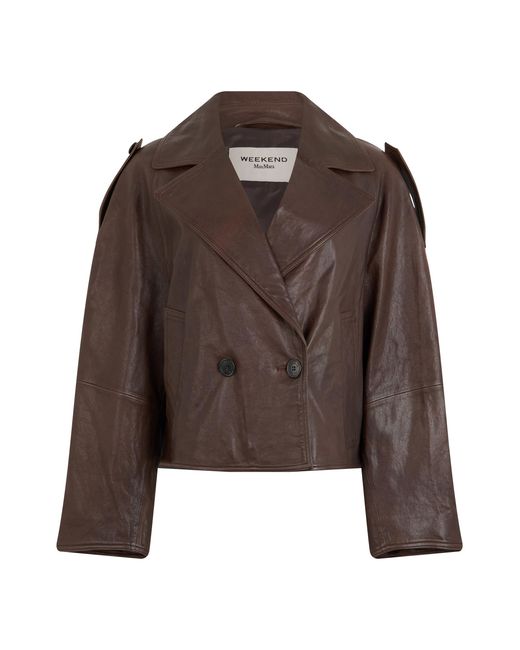 Weekend by Maxmara Brown Leather Jacket Lambskin; Lining Polyester