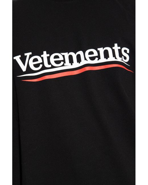 Vetements Black Logo Printed Crewneck T-Shirt