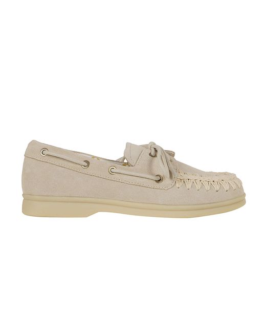 Mou White Suede Moccasin