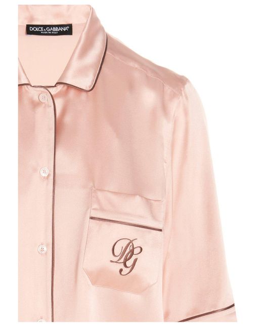 Dolce & Gabbana Pink Short-sleeved Pyjama Shirt