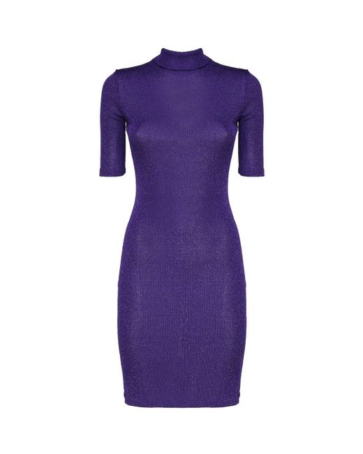 Sportmax Purple High Neck Short-Sleeved Dress