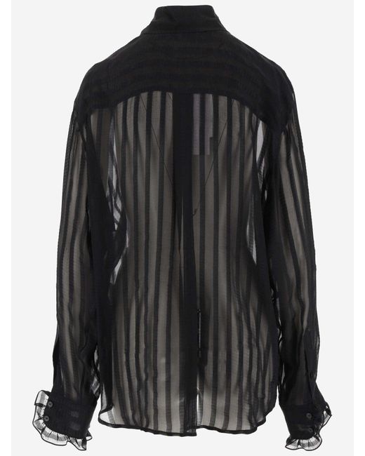 Stella McCartney Black Silk And Viscose Blend Sheer Shirt