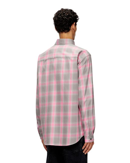 DIESEL Pink S-Simply Check Cotton Blend Shirt for men