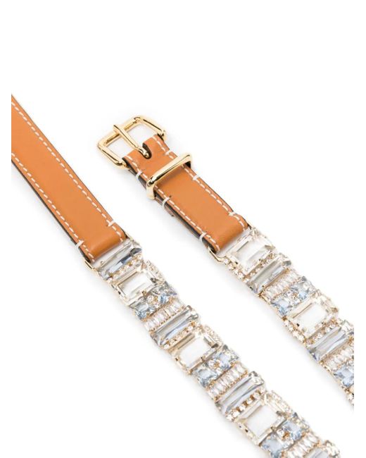 Ermanno Scervino White Crystal-embellished Leather Belt