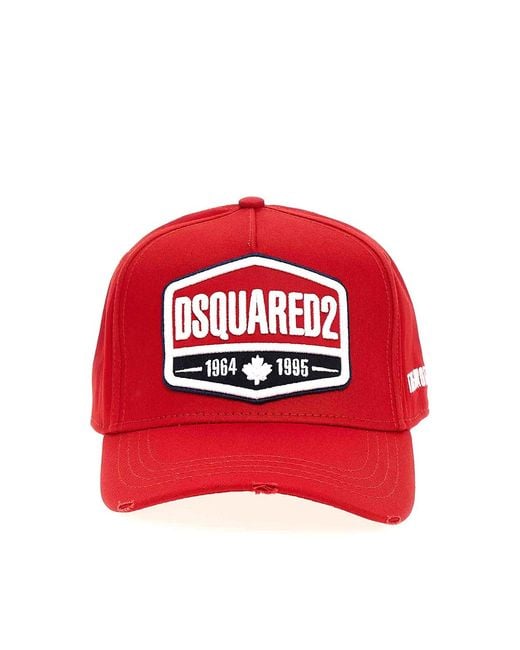 DSquared² Red Logo Patch Baseball Cap Accessories Beanies & Hats for men