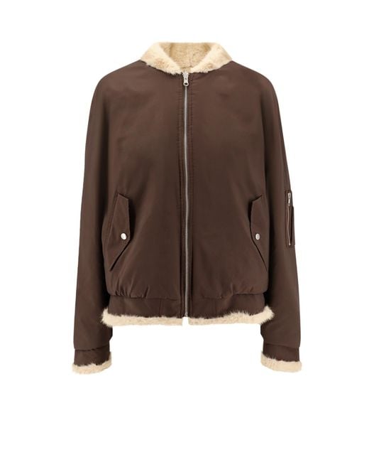 MM6 by Maison Martin Margiela Brown Reversible Nylon And Faux Shearling Bomber Jacket for men