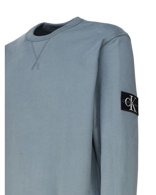 Calvin Klein Blue Sweatshirt With Monogram Terry Badge for men